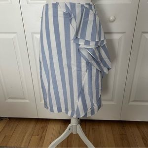 BANANA REPUBLIC blue white skirt front ruffle detail fully lined zipper size 8